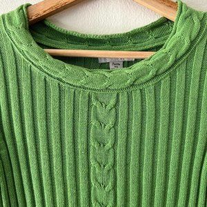 green y2k cable knit sweater